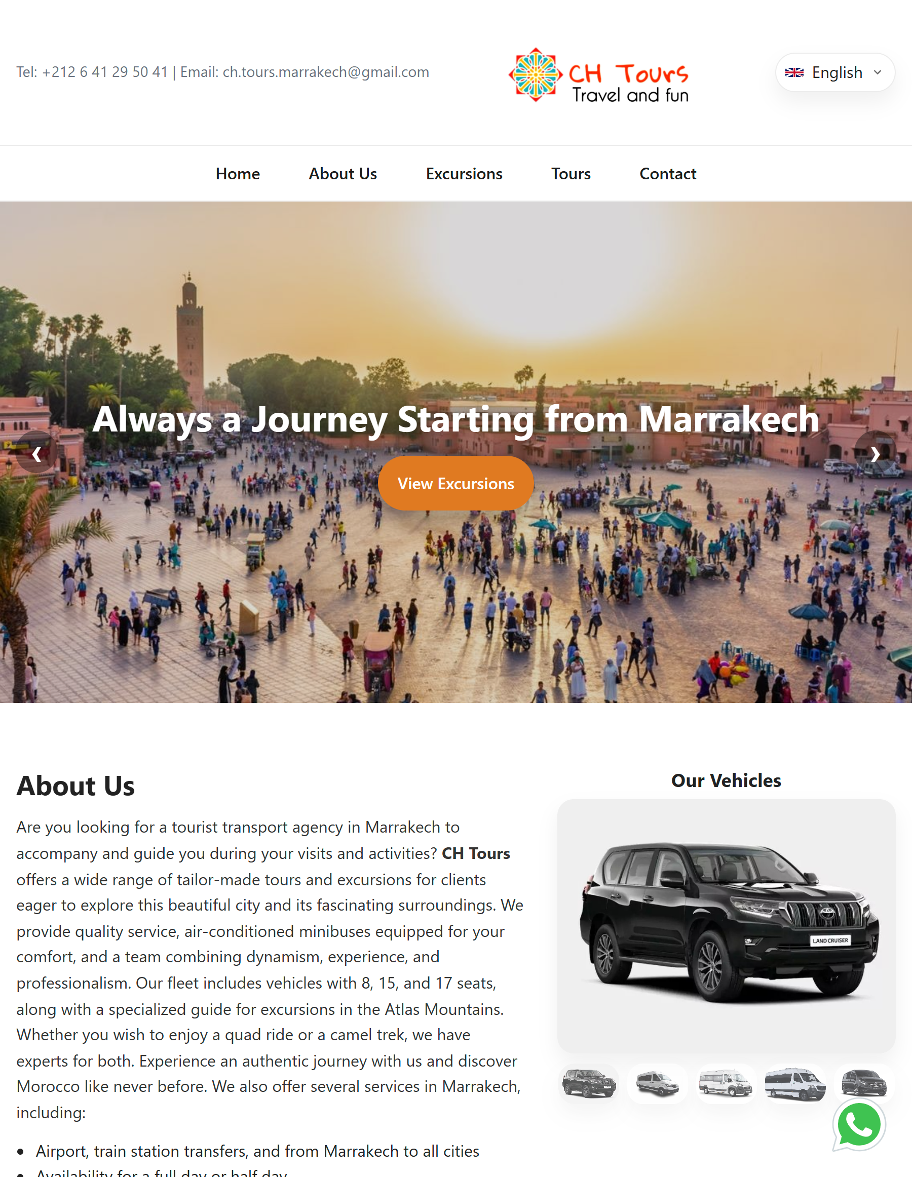 Screenshot of CH Tours Website project